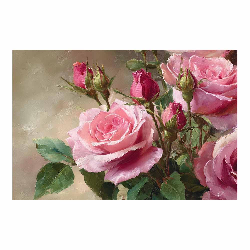 Xeniou Multicolor Flower Wall Art Canvas Pink Ros Oil Art Canvas Wall Art, For Living Room Bedroom Restaurant Home Office Wall Decoration(Multicolor)-80X120cm Unframed