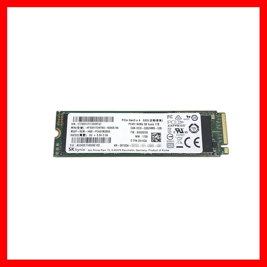 内蔵型SSD Hynix M.2 NVMe 1tb - HFM001TD3JX013N SK hynix 1TB, M.2 2280 Internal SSD - HFM001TD3JX013N for