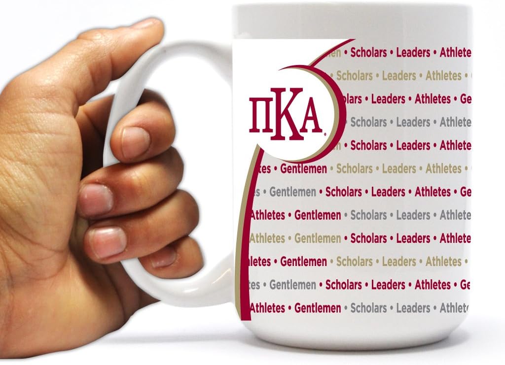 VictoryStore Ceramic Mugs - Pi Kappa Alpha, Greek Letters with Word Coffee Mug, 15 ounces