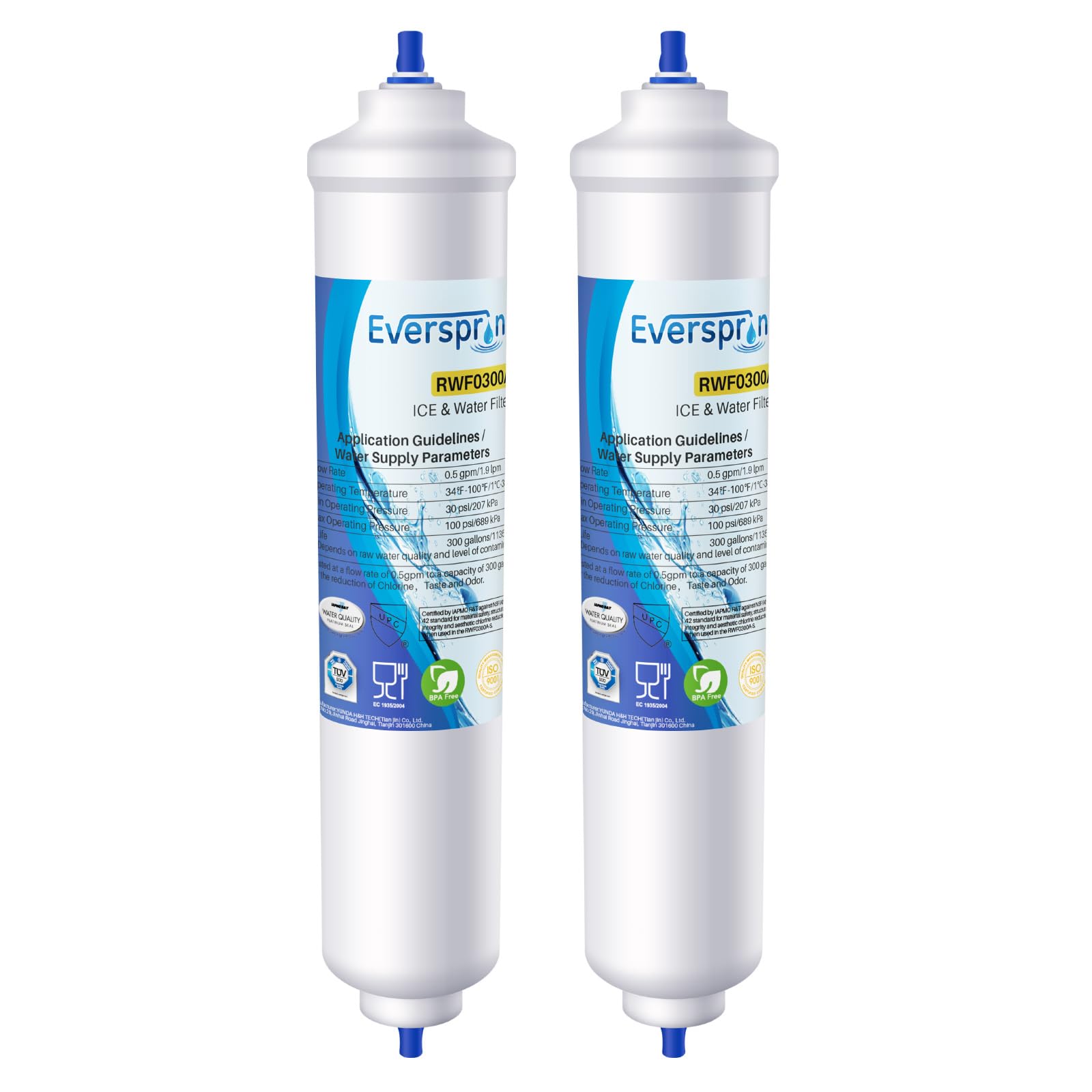 Wasserfilter Kühlschrank Ersatz für Samsung DA29-10105J DA29-10105J HAFEX/EXP, DA99-02131B, WSF-100, EF9603, HAIER LG Inline-Kühlschrank 2 Stück von EVERSPRING RWF0300A (rechnung vorhanden) (2)