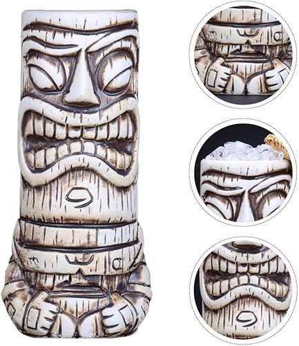 Miniatura 6 de NUOBESTY Taza de café de cerámica Tiki de 17.9 fl oz, tazas de cóctel, tazas de cerámica hawaiana para fiesta, vasos tropicales para boda,