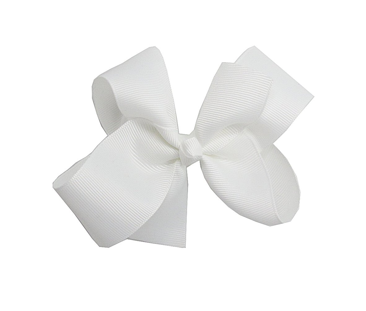 PrettyBoutique5 Inches Girls Large Grosgrain Hair Bow Alligator Clip (White)