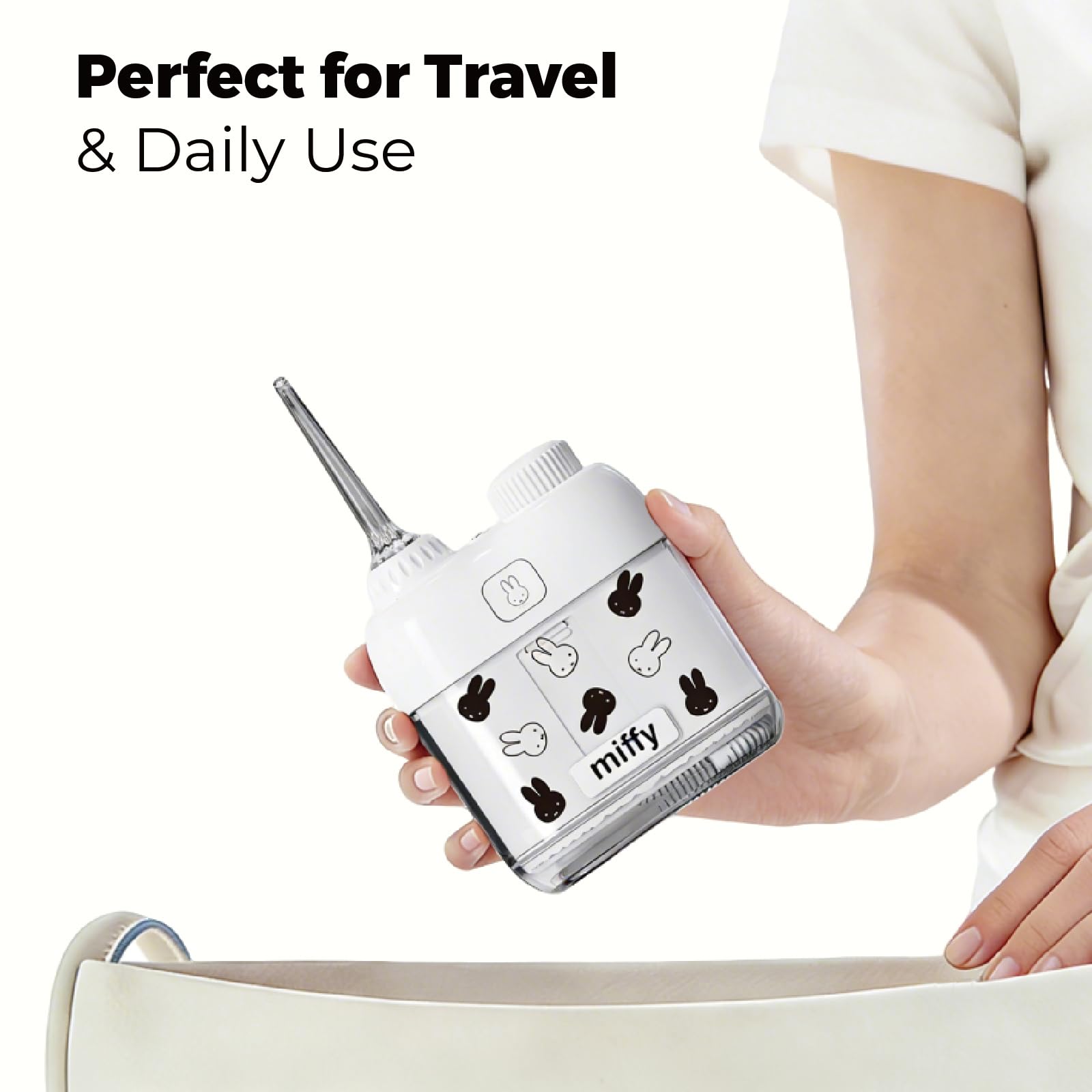 Miffy MIPOW Brush GO i4 Set combinato di spazzolino elettrico e mini idropulsore, spazzolino sonico sottile ricaricabile con custodia da viaggio e dock in ceramica, kit per l'igiene orale da viaggio