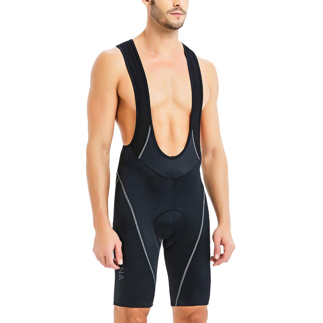 Catena - Pantaloncini da ciclismo da uomo, con pettorina, imbottiti, in 3D, traspiranti - Nero - XL