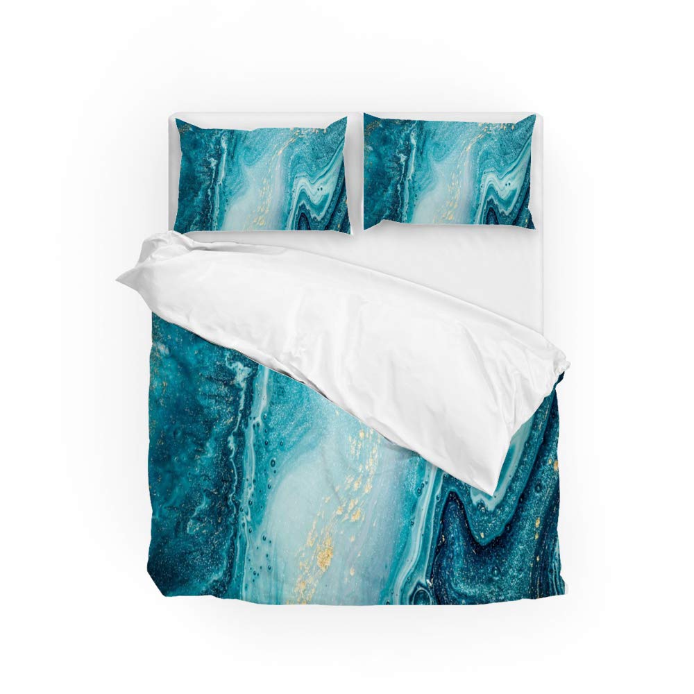 Housse de couette Ocean Art anti-rétrécissement, parure de lit 3 pièces facile d'entretien