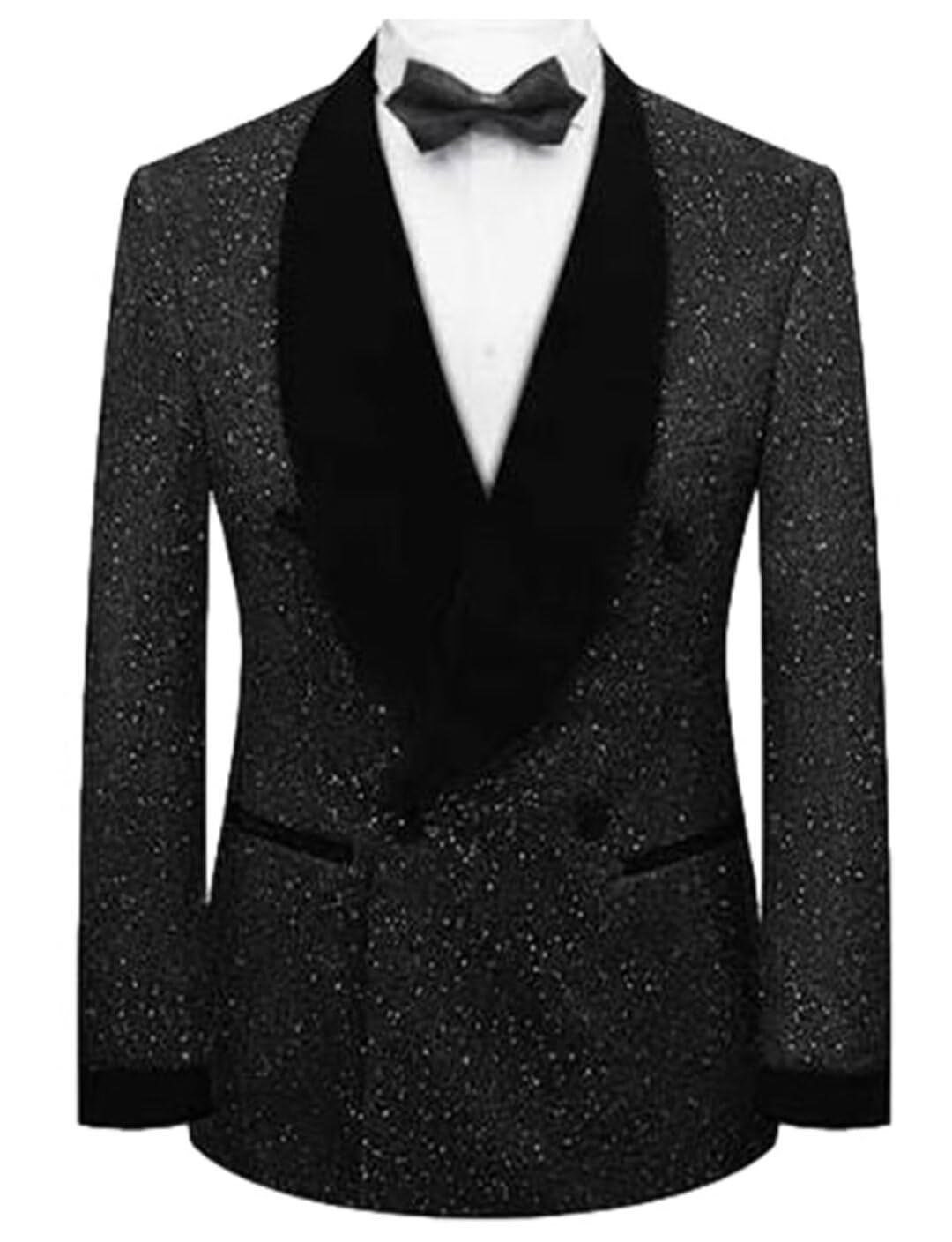 Uomo Cappotto con Risvolto a Scialle in Filato Lucido Giacca da Abito Casual a Doppio Petto Blazer da Banchetto per sposi