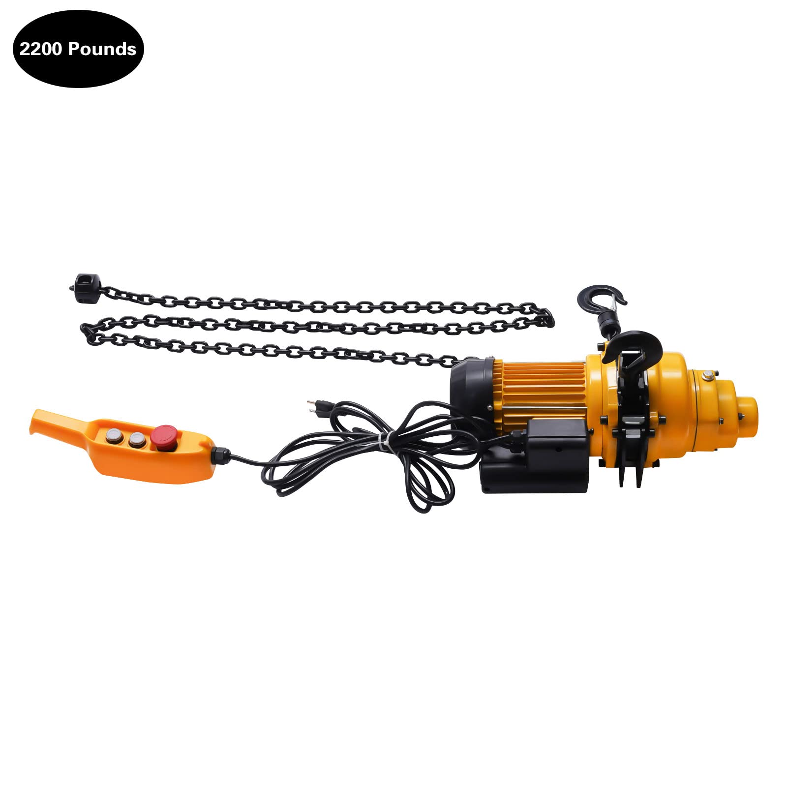 2200lbs Electric Chain Hoist 1500W with 3m Wired Remote Control,13ft Max Pulling Height,Double Chains Manganese Steel Lifting Strap