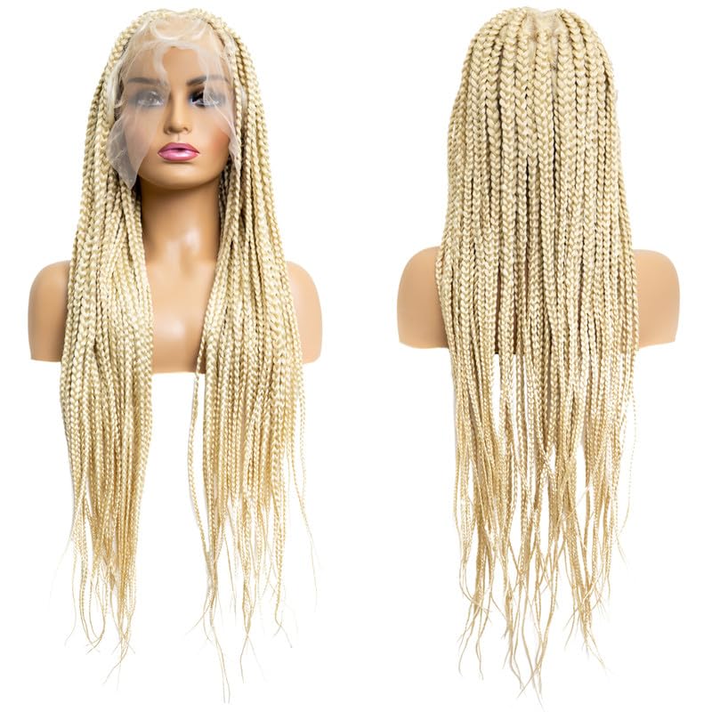 PIB 32″ Single Full Lace Knotless Box Braid Wig Square Parted Braided Wigs for Black Women with Natural Baby Hair (613, Platinum Blonde) PIB 32″ Single Full Lace Knotless Box Braid Wig Square Parted Braided Wigs for Black Women with Natural Baby Hair (613, Platinum Blonde)