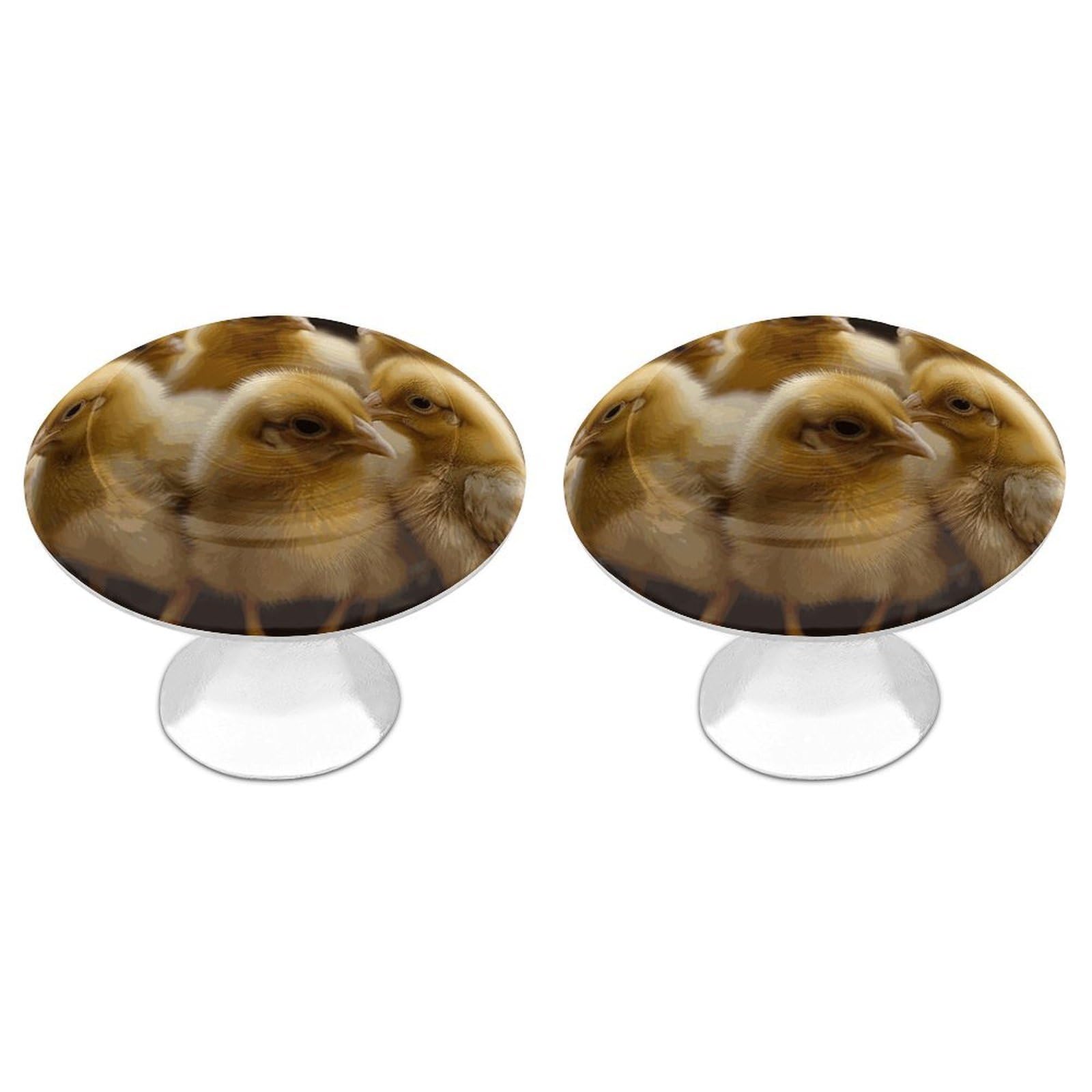 FekiLoot Little Chickens Cabinet Knobs Simple Drawer Handles Aluminum Alloy Kitchen Pulls Round Cabinet Door Knobs with Screw Door Hardware for Dresser Cabinets 2 Pack