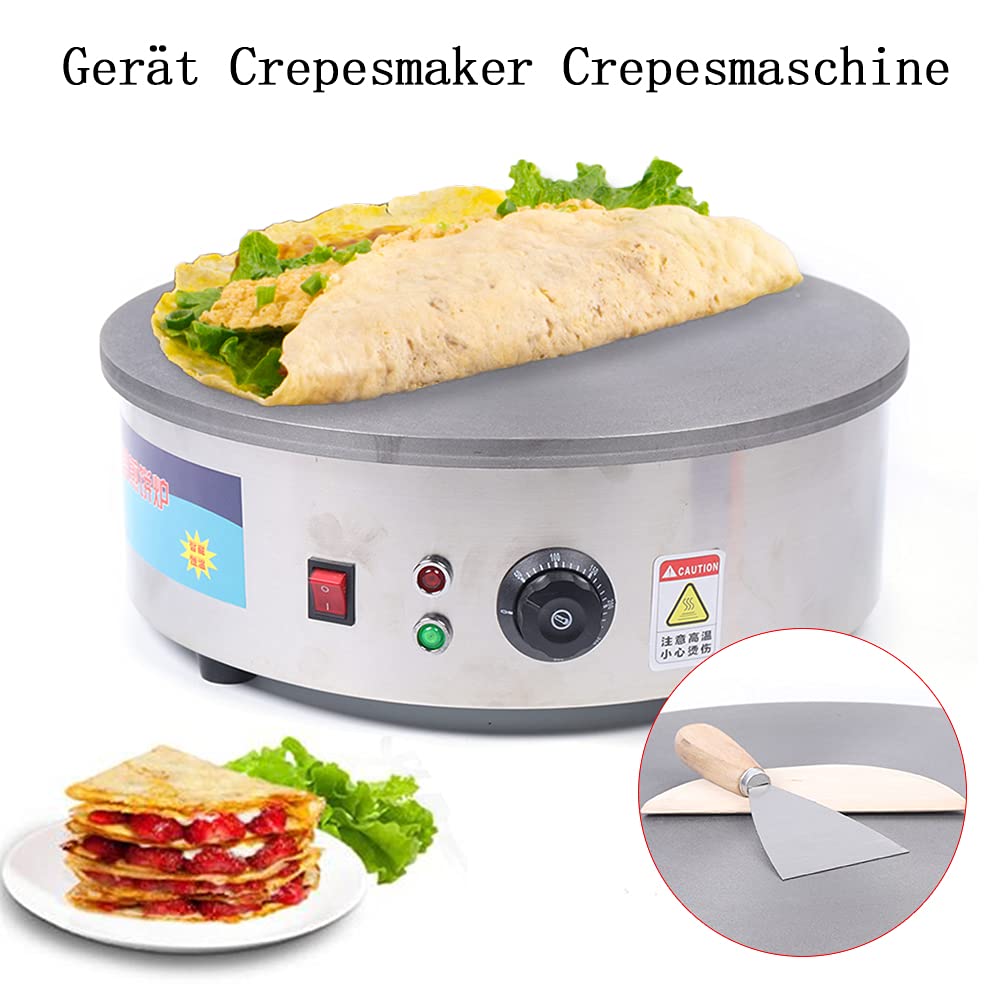 Crepera Eléctrica - Antiadherente Máquina profesional para crepes 2800 W, termostato ajustable, diámetro de 45 cm (FD4)