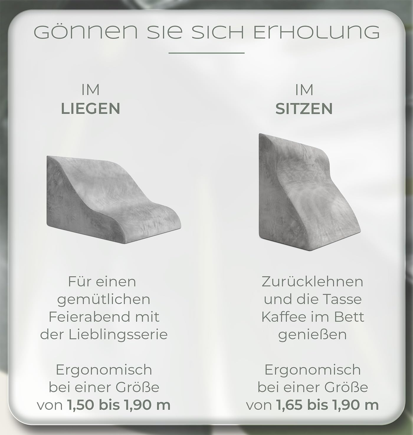 Lesekissen für Bett und Sofa, Bequemes Rückenkissen mit Memory Foam, Reflux Kissen verwendbar als Keilkissen Bett, Bettkissen Rückenlehne oder Kopfende, Gemütlicher Bettkeil als angenehme Rückenstütze
