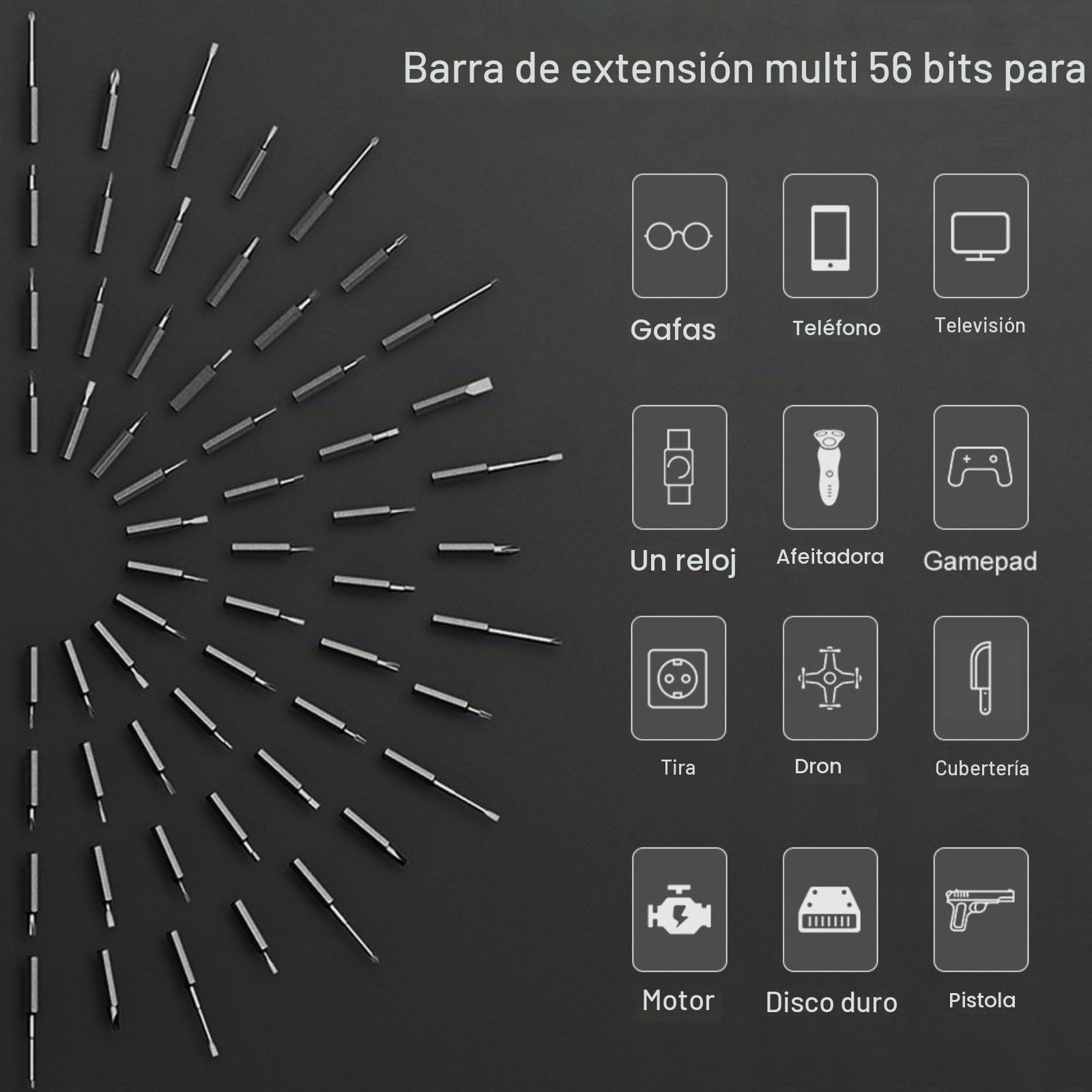 Destornillador de precisión de litio Wowstick 1F + con luz LED y alfombrilla magnética, destornillador eléctrico recargable que incluye 56 bits para la mayoría de los dispositivos electrónicos