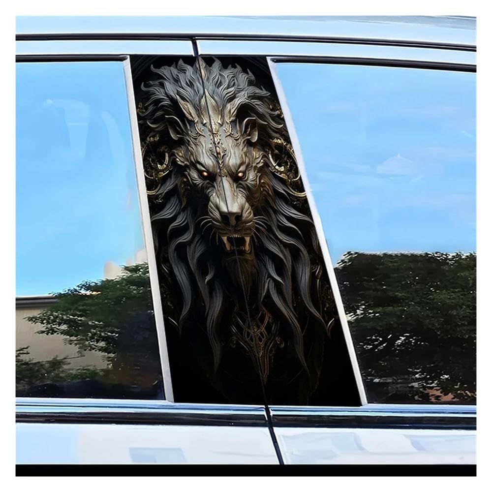 Auto Accessory 2pcs Car Door Post Decals Lion Head Scratch Protection Sticker