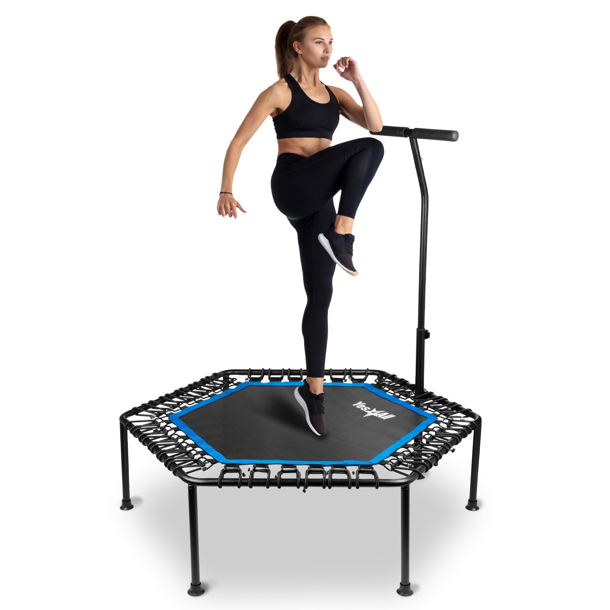 Yes4All Rebounder Trampoline for Adults, 48-Inch, 350 LBS Stable &amp; Silent Exercise Trampoline for Rebounding, Jumping Cardio