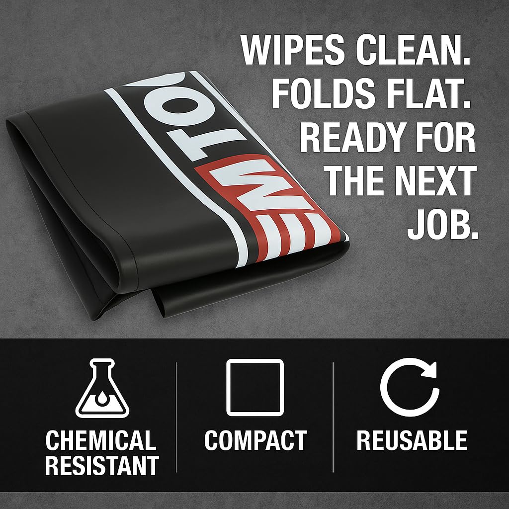 OEMTOOLS 24900 Black Vinyl Fender Cover, 27" x 34" Vehicle Repair Cover, Car Fender Protector for Mechanics, Mat Holds Tools in Place, Chemical Resistant Heavy Gauge Vinyl Protects Surfaces