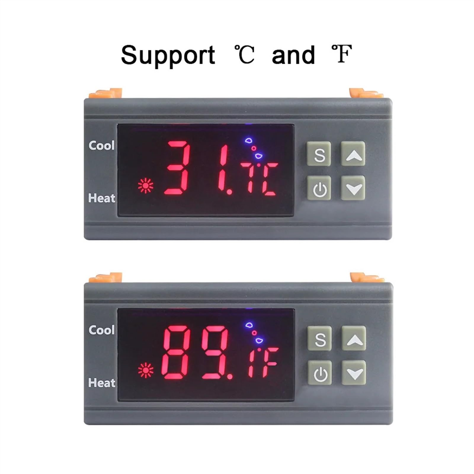 Termostato digital de 30 A C/F, regulador de temperatura, termostato de incubadora de 110 V y 220 V, pantalla LED, sensor NTC y retardo.