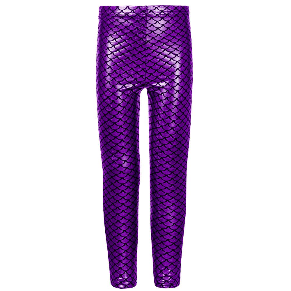 Emre Fashion Women's Purple Emre Fashion® Disco Metallic Fish Mermaid Shiny Legging - Wet Look Elastic Waist Comfortable Stretchy Tights Dance Fancy Dress Party Pants (, X-Large)