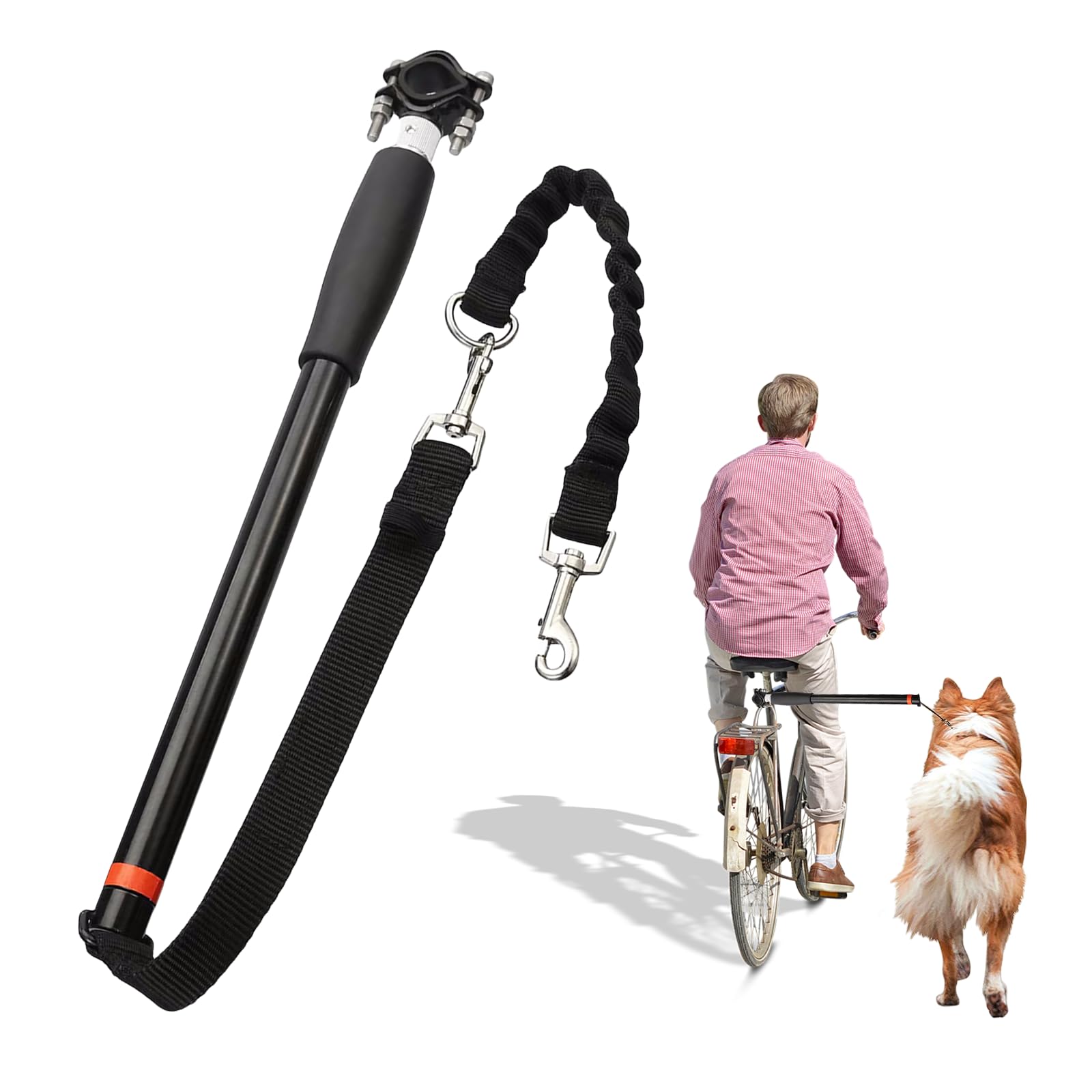 BORDEAG Bicycle Dog Lead, Hands Free, Retractable, 123 cm, Black