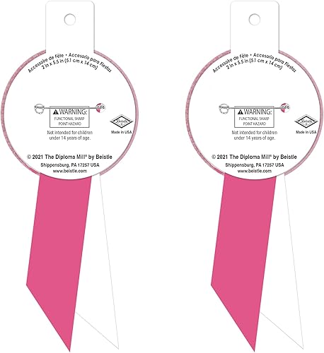 Miniatura 3 de Beistle 2 piezas de rosetas de equipo para decoración de baby shower, recuerdos de fiesta de revelación de género, 5.5 x 2 pulgadas, rosa/blanco