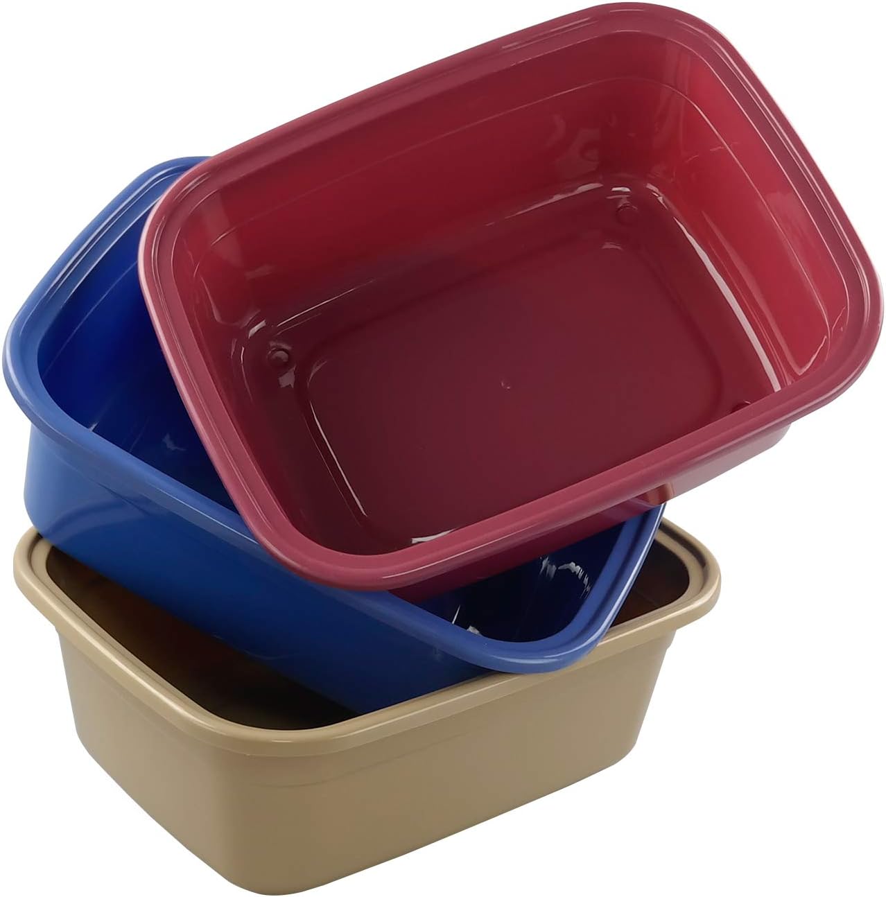 Farmoon 12 Quart Rectangular Wash Basin, Plastic Dishpan/Tub for Sink, 3 Packs