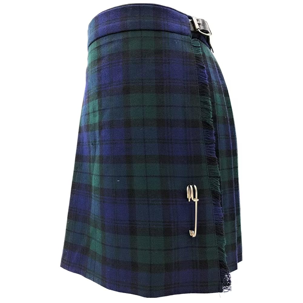 BRAW CLANS TARTANS Traditional Girls Kilt and Pin - Made in Scotland – Comfortable Fabric - Adjustable - Scottish Tartan Check Pleated Skirt