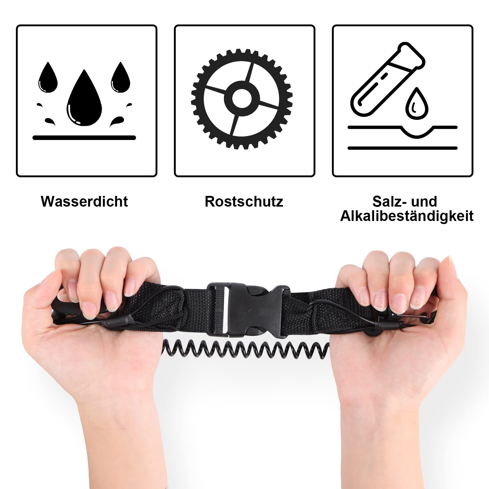 Duikaccessoires, 2 stuks, spiraalkabel, duikuitrusting, koord, gereedschap, duikhaken, voor onderwatercamera, snorkelen, anti-lijn, riem, met clips snelsluiting