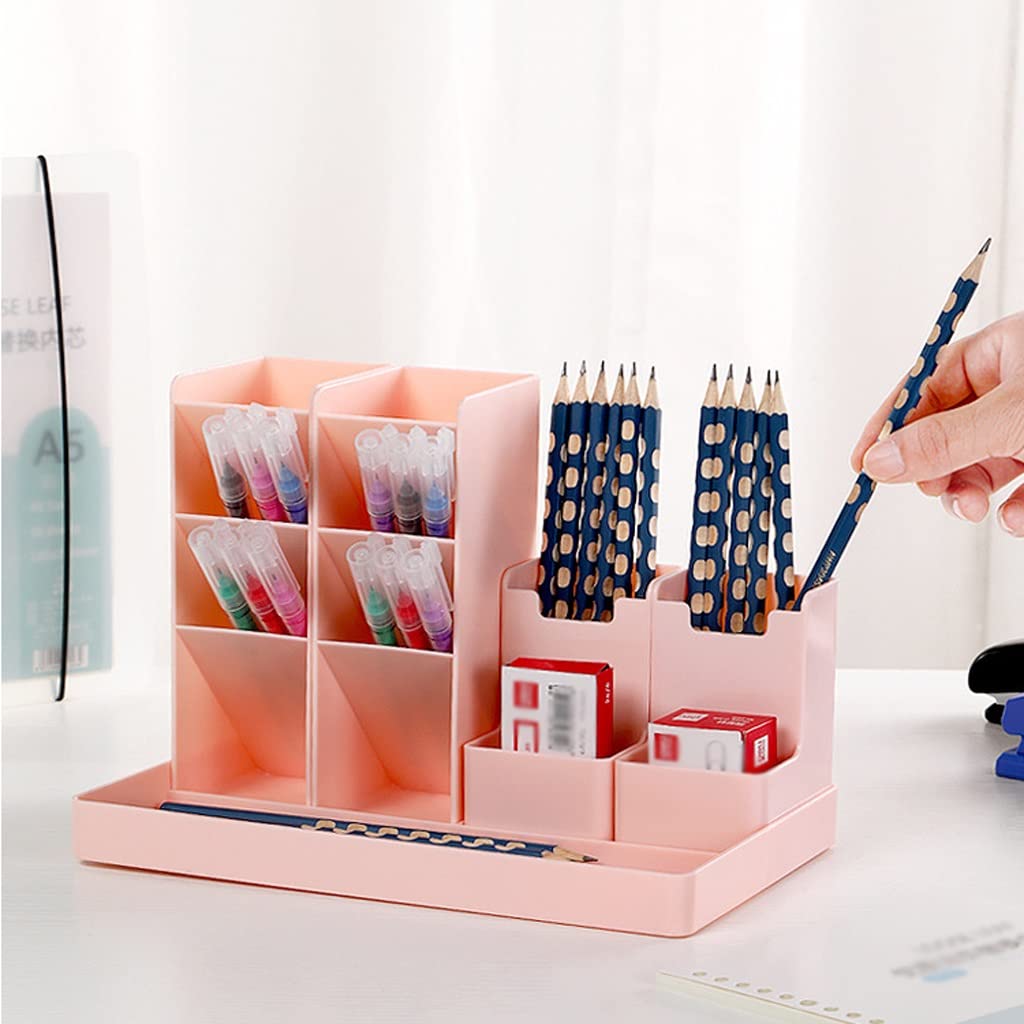 Stifteköcher Stifte Halter Schrägstifthalter Kreative Netter Mode Student Multifunktionale Großkapazität Desktopaufbewahrungsbox Schreibtisch-Organizer(A-Pink)