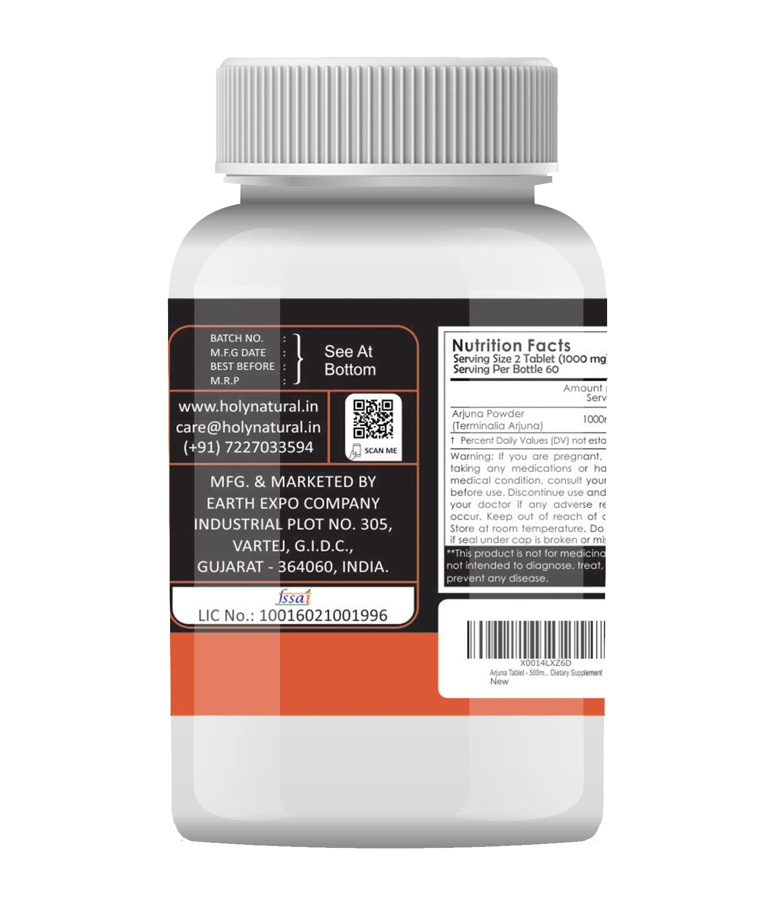 Holy Natural Arjuna Tablet – 120 tablet (500 mg/tab), Pure and Natural – Dietary Supplement - Image 2 thumbnail