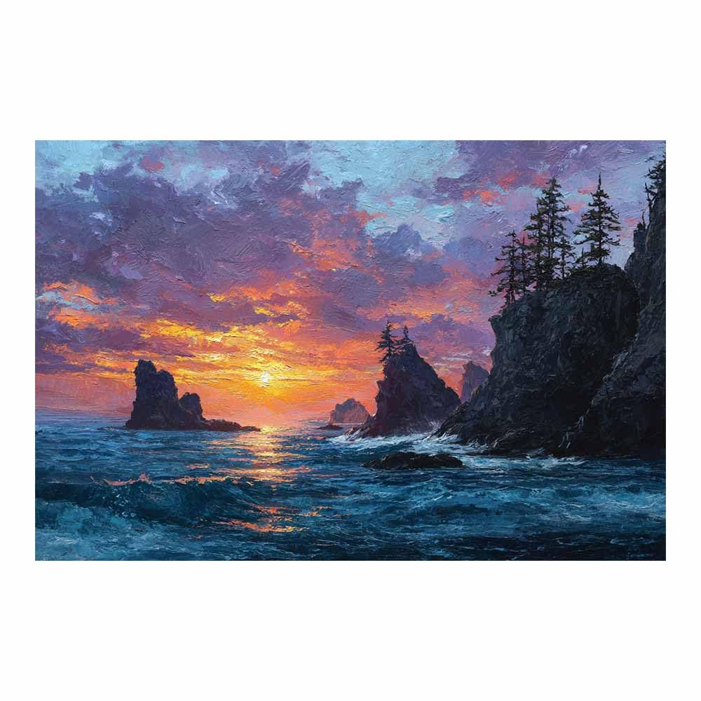 DMZPKZB Scenery Canvas Wall Art Ocean Sunset Viewss Mural decor,Modern Print Artwork,for Office,Bedroom,Bathroom,corridor,Living Room for Room Decoration(Multicolor)-60x90cm Unframed