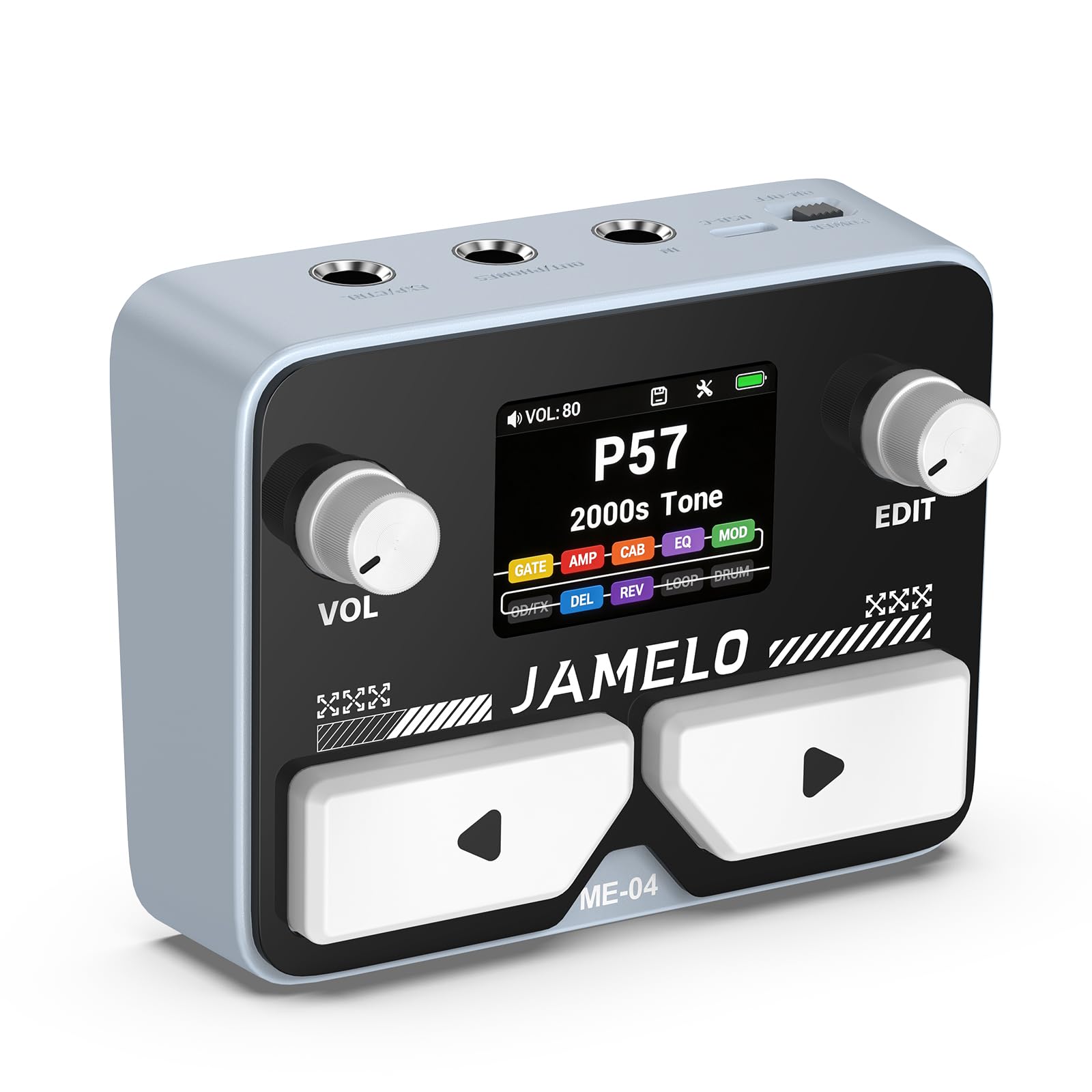 JAMELO ME-04 Pocket Guitar Multi Effects Pedal, Rechargeable
