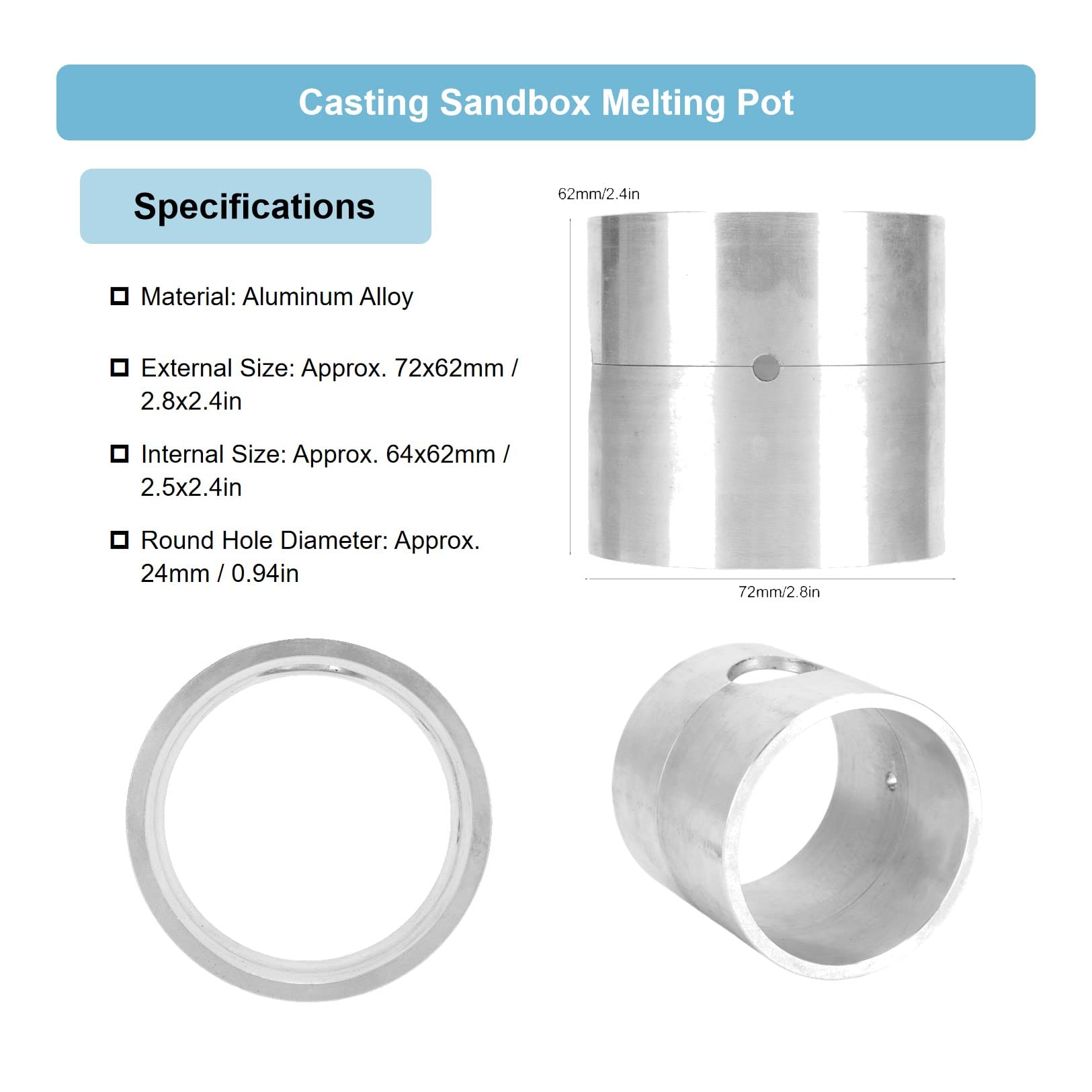 Pot De Fusion En Alliage D'Aluminium - Pour Moulage De Bijoux DIY - Résistant à Haute Température - Forme Cylindrique