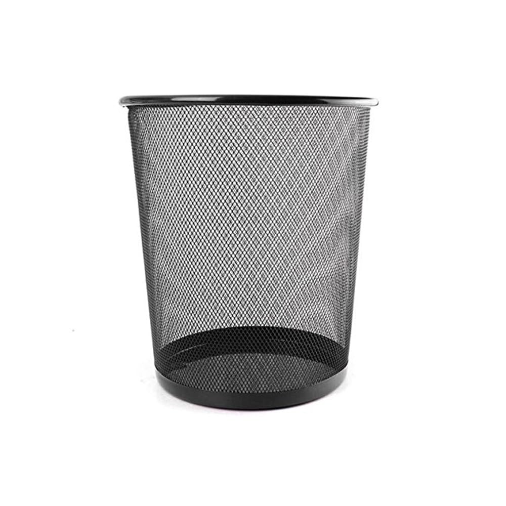 InoveyNew Colourful Metal Mesh Waste Bin Rubbish Paper Net Basket Home Office Durable - black