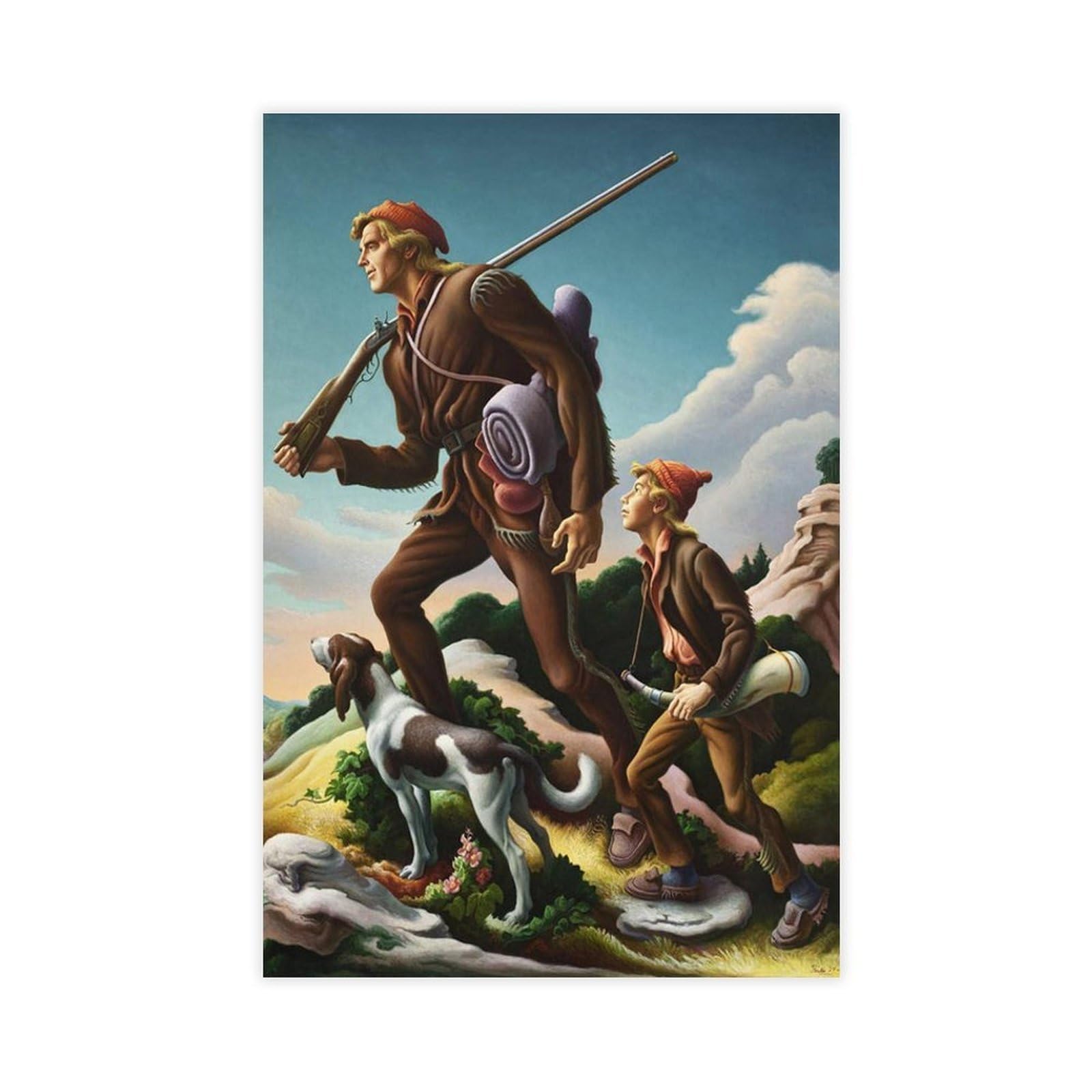 DFJyjFGJJ Thomas Hart Benton - The Kentuckian Canvas Posters Wall Art Bedroom Office Room Decor Gift 24" L X 36" W