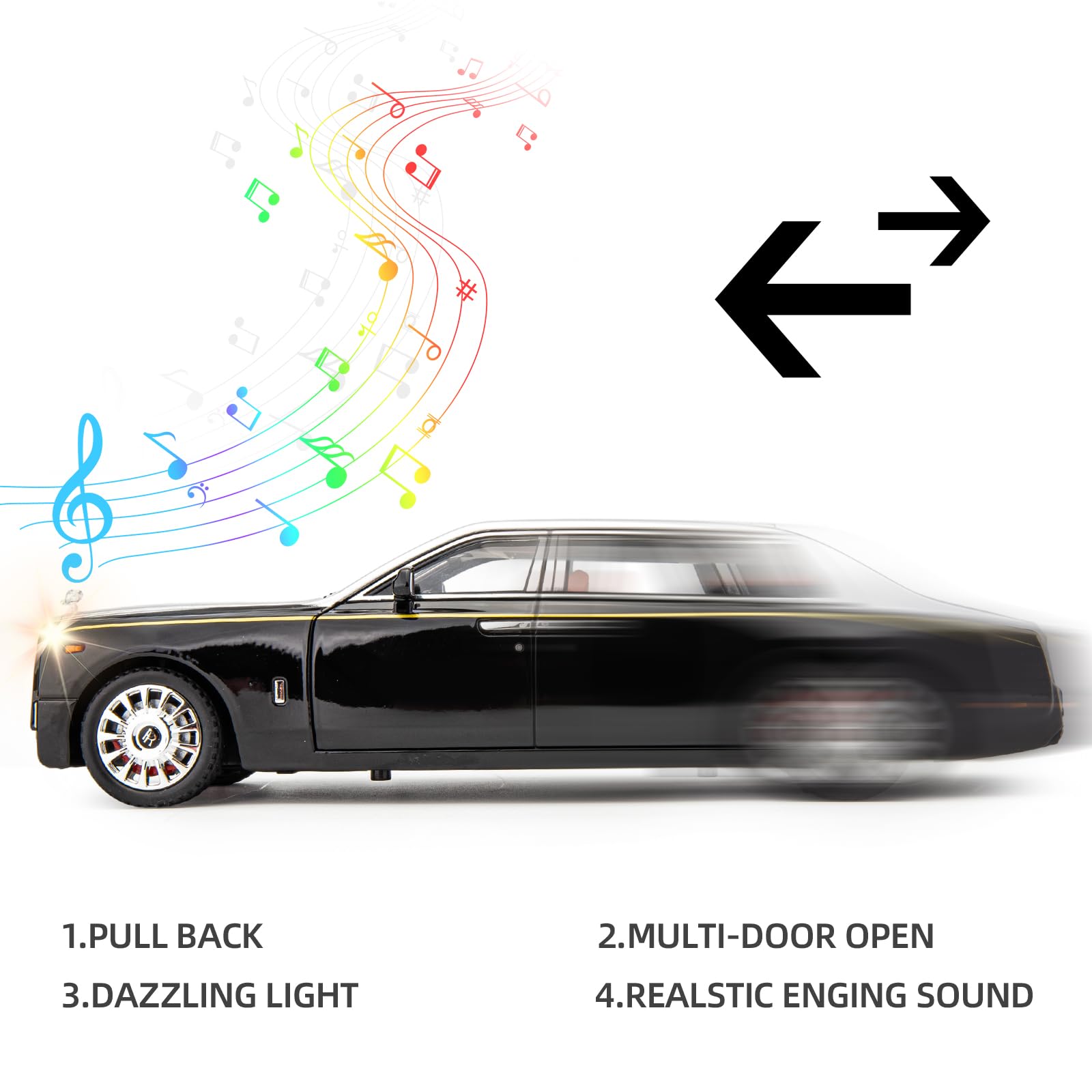 imtfzct 1/18 Rolls Royce Phantom Modellauto, Leichtmetall-Druckguss Sammeltrolley Spielzeugauto, klassisches zweitüriges Modellauto, Logo faltbar, Geschenk （Silber）