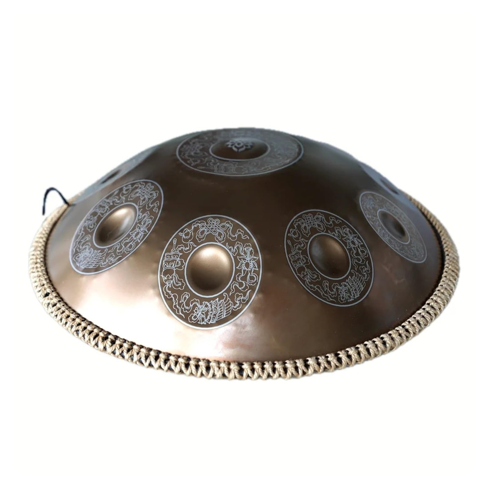22-calowy złoty rzeźbiony bęben Handpan, 9-14 nut Król stalowy bęben z mniejszą zakładką, instrument perkusyjny 440/432 Hz (10notes-432Hz)