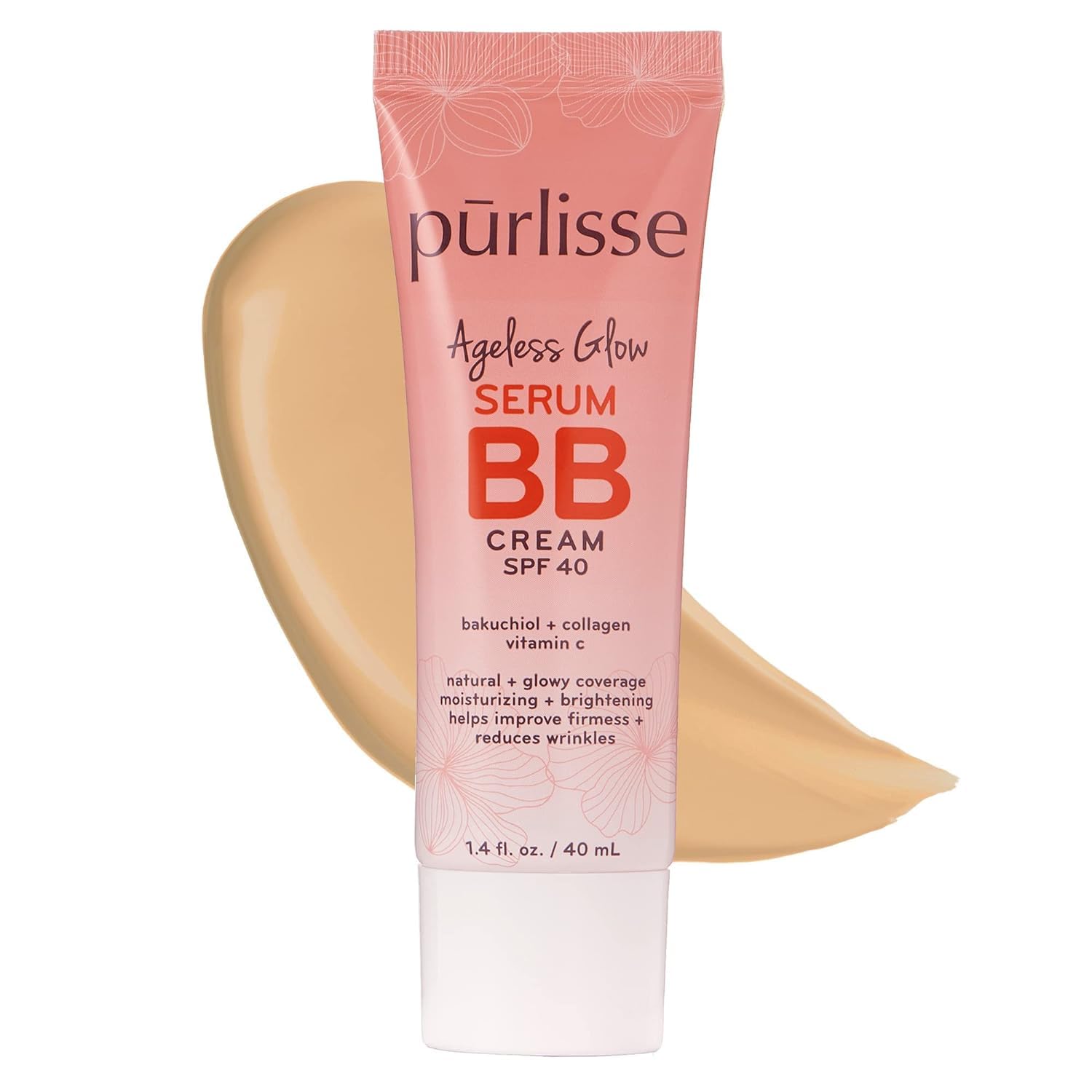 Ageless Glow Serum BB Cream SPF 40 - Glow BB Cream with SPF Enriched with Bakuchiol & Vitamin C to Help Improve Firmness & Reduce Wrinkles for Dewy Skin - Light Medium (1.4 oz)