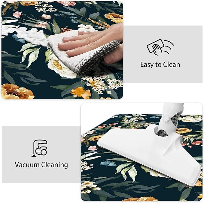 Image of Mattitude Rubber Rectangular Kitchen Mats for Floor Set of 2 Pcs | Non-Skid, Soft Absorbent Rugs for Kitchen Floor, Laundry, and Hallway | 120x40cm, 40x60cm| (Gray and Yellow)