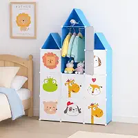 Guarda-Roupa Infantil Modelo Castelo, 13 Nichos, 127 x 110,5 x 37 cm, Organizador de Brinquedos e Roupas, Azul