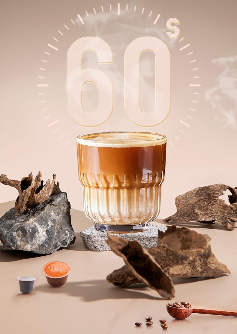 CAFELFFE MK-611 - Caffettiera a capsule 3 in 1, altezza tazza regolabile, macchina per caffè espresso caldo/freddo per uso domestico/ufficio, compatibile con macchine da caffè NES Original/DG/Ground
