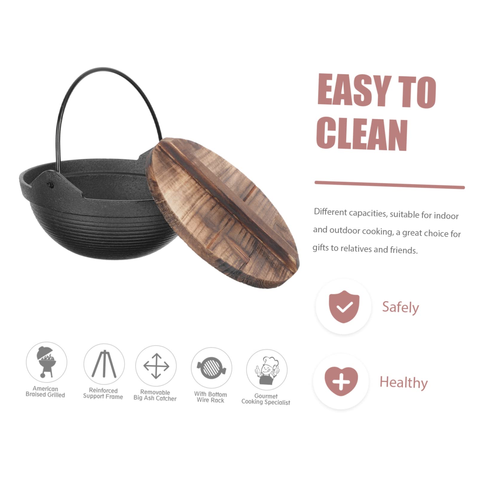 OFFSCH 1Pc Small Hot Pot Cookware for Outdoor Camping Single Person Japanese Style Sukiyaki Pot with Lid Portable and Lightweight for Home Restaurant Use