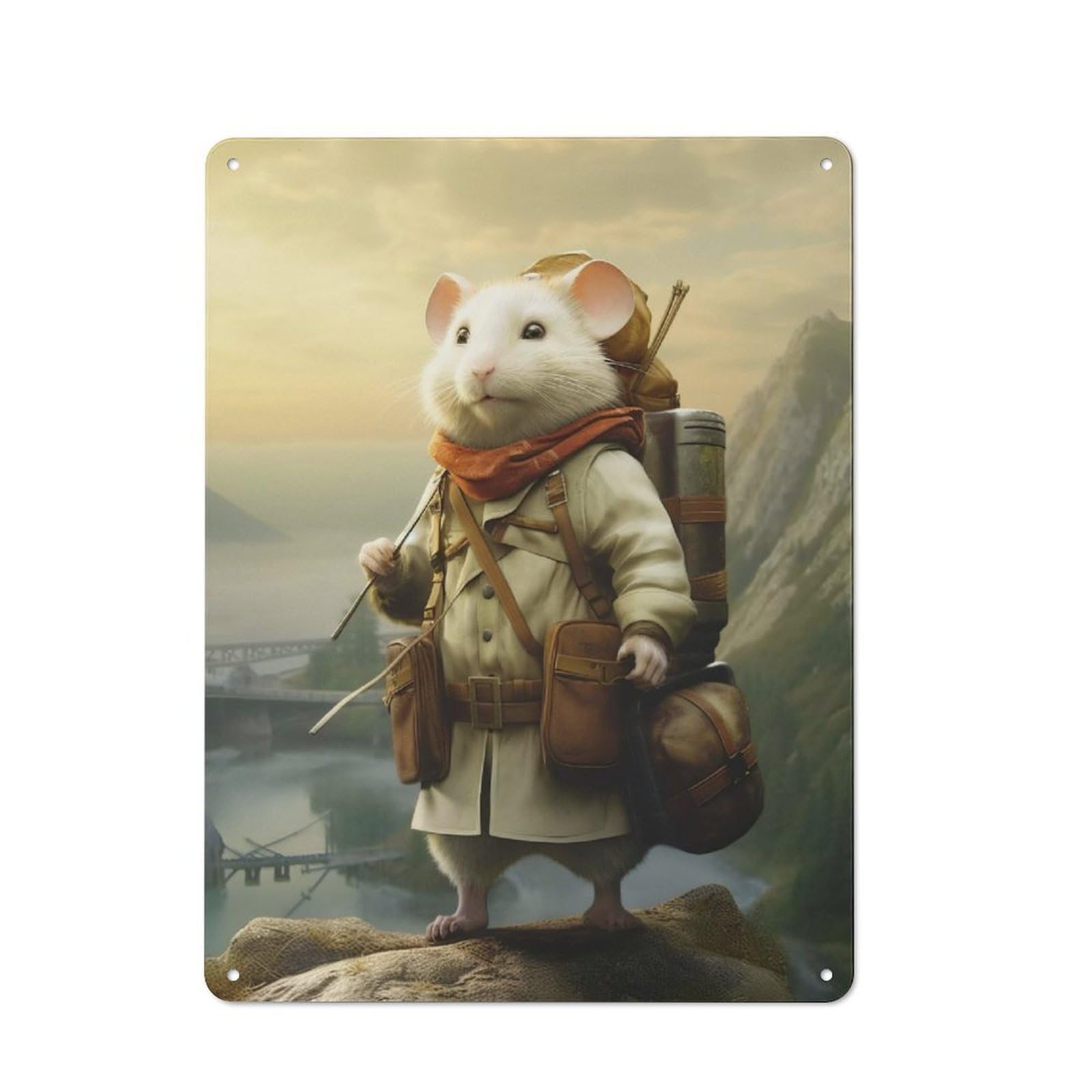 Junmoney Travel Guide Hamster Rustic Tin Sign 40X30cm Featuring For Garage Or Workshop, For Updating Garage And Workshop After Moving