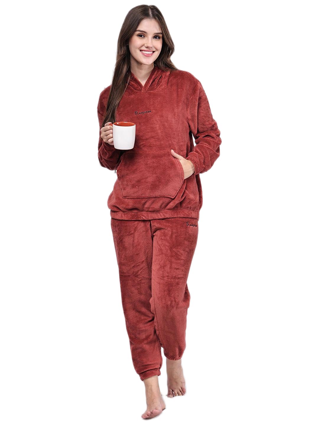 keenuu Women’s Warm Fleece NightDress – Sweatshirt with Hood With Pockets – Winter Casual Wear | Soft Warm Casual Wear for Women-picture-29