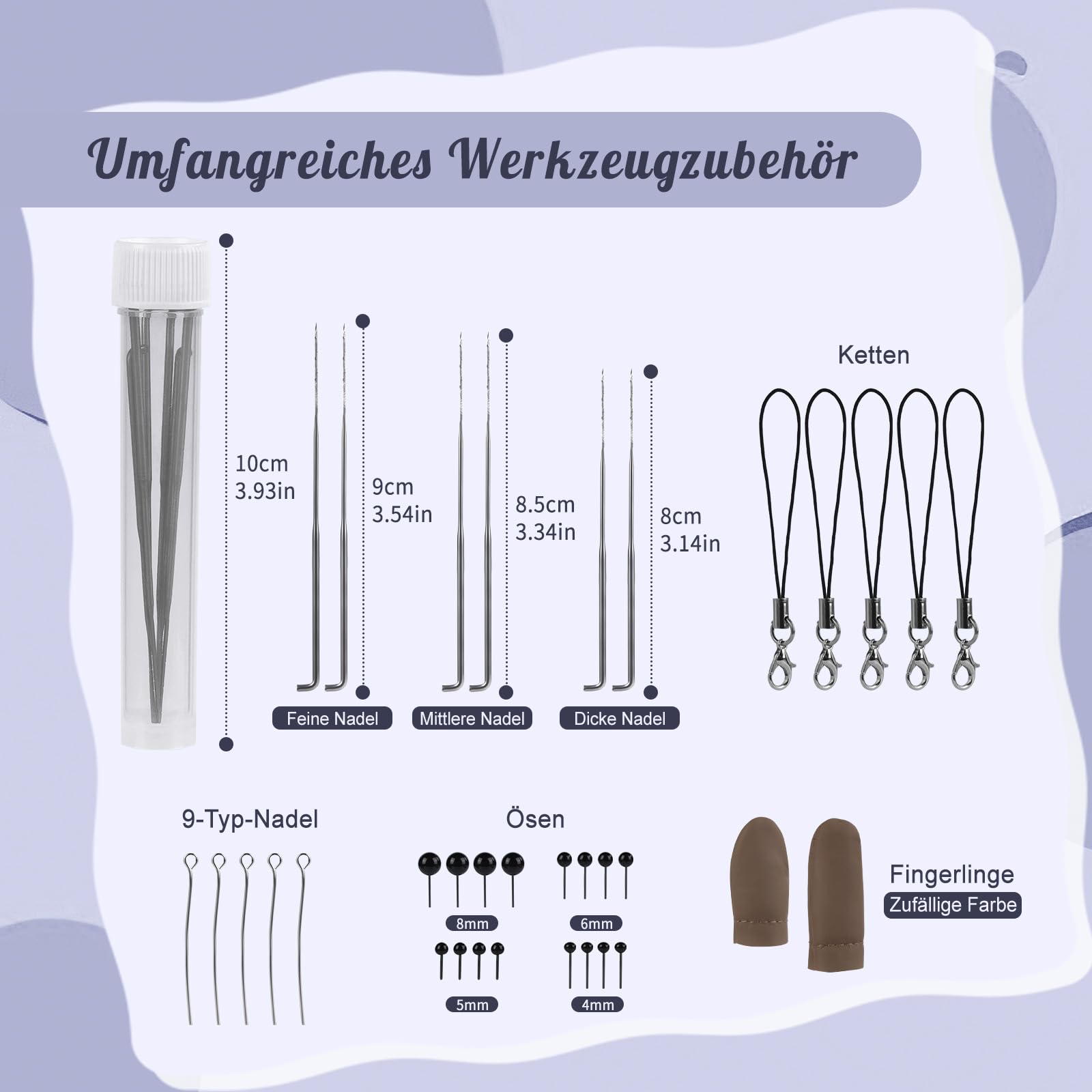 Kit Feltro Lana Per Agughetto - 10 Colori Da 100g Con Aghi, Occhi E Accessori