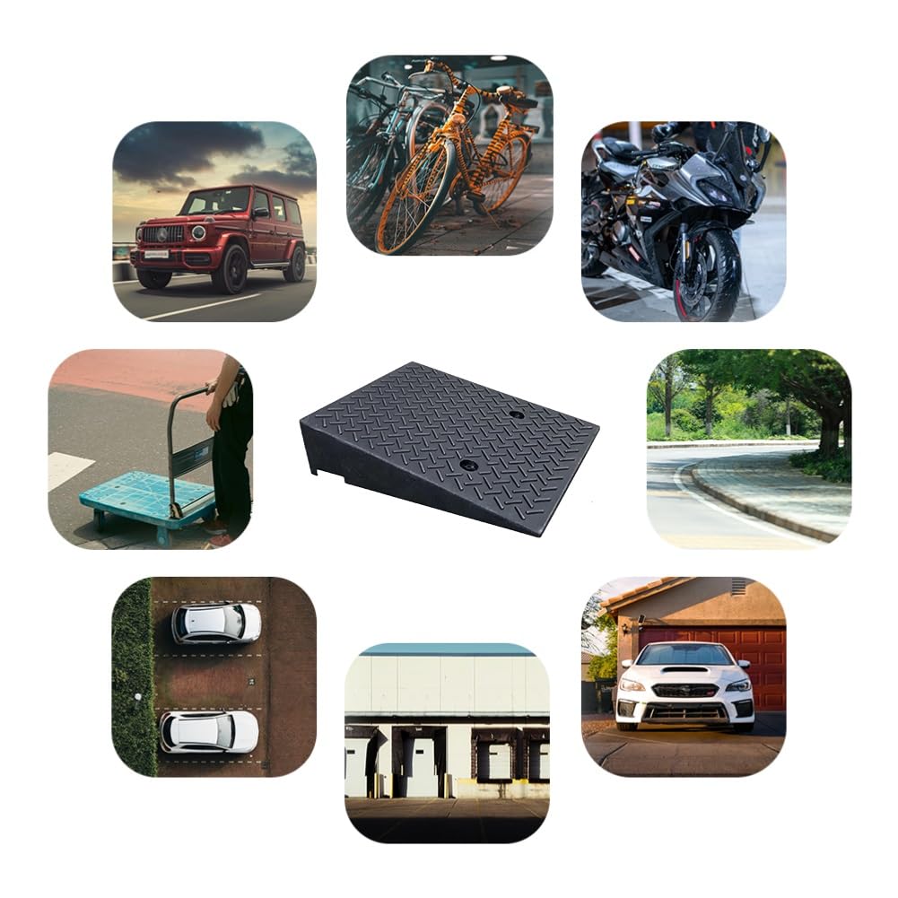 Rampa de Goma para Bordillo Altura de 10-12 cm Rampa Antideslizante | 50 cm x 50 cm, Capacidad de Carga de 2000 kg, para Silla de Rueda Moto Coche Carrito(4.4in/11cm H)