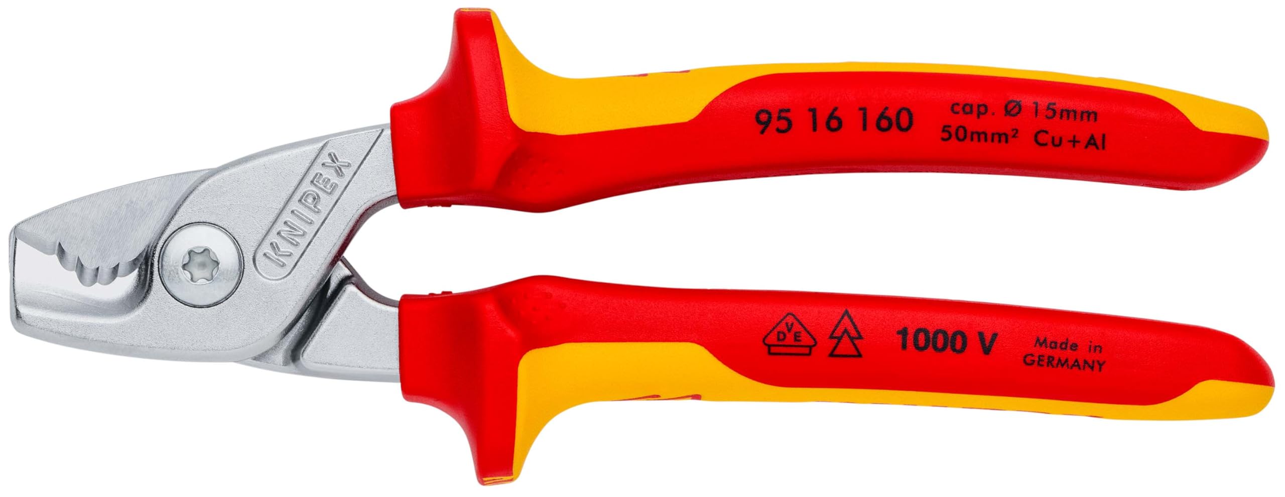 Knipex StepCut Coupe-câbles chromée isolées par gaines bi-matière, certifiées VDE 160 mm, 95 16 160