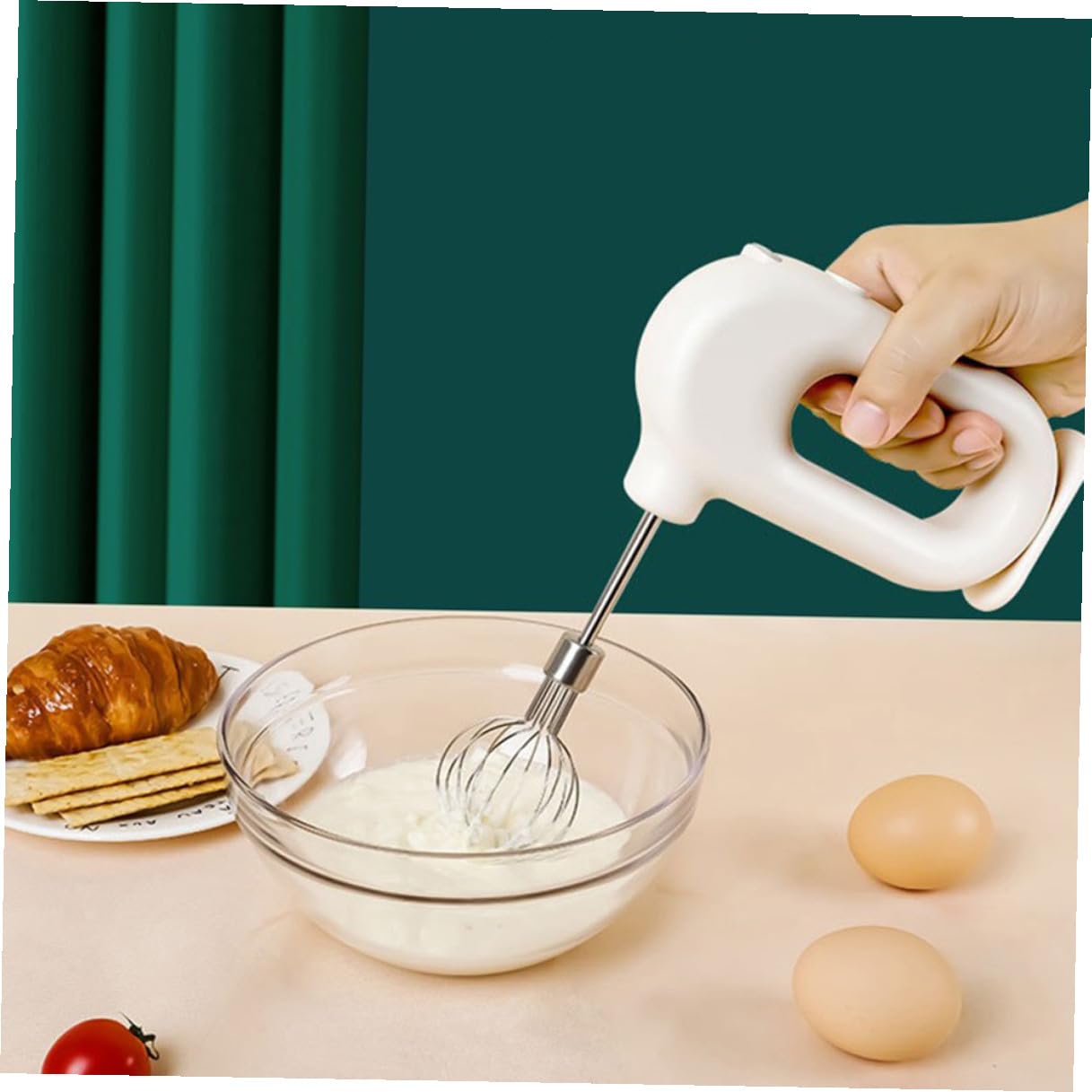 Sbattitore Elettrico da Cucina Ricaricabile Bianco Due in Acciaio