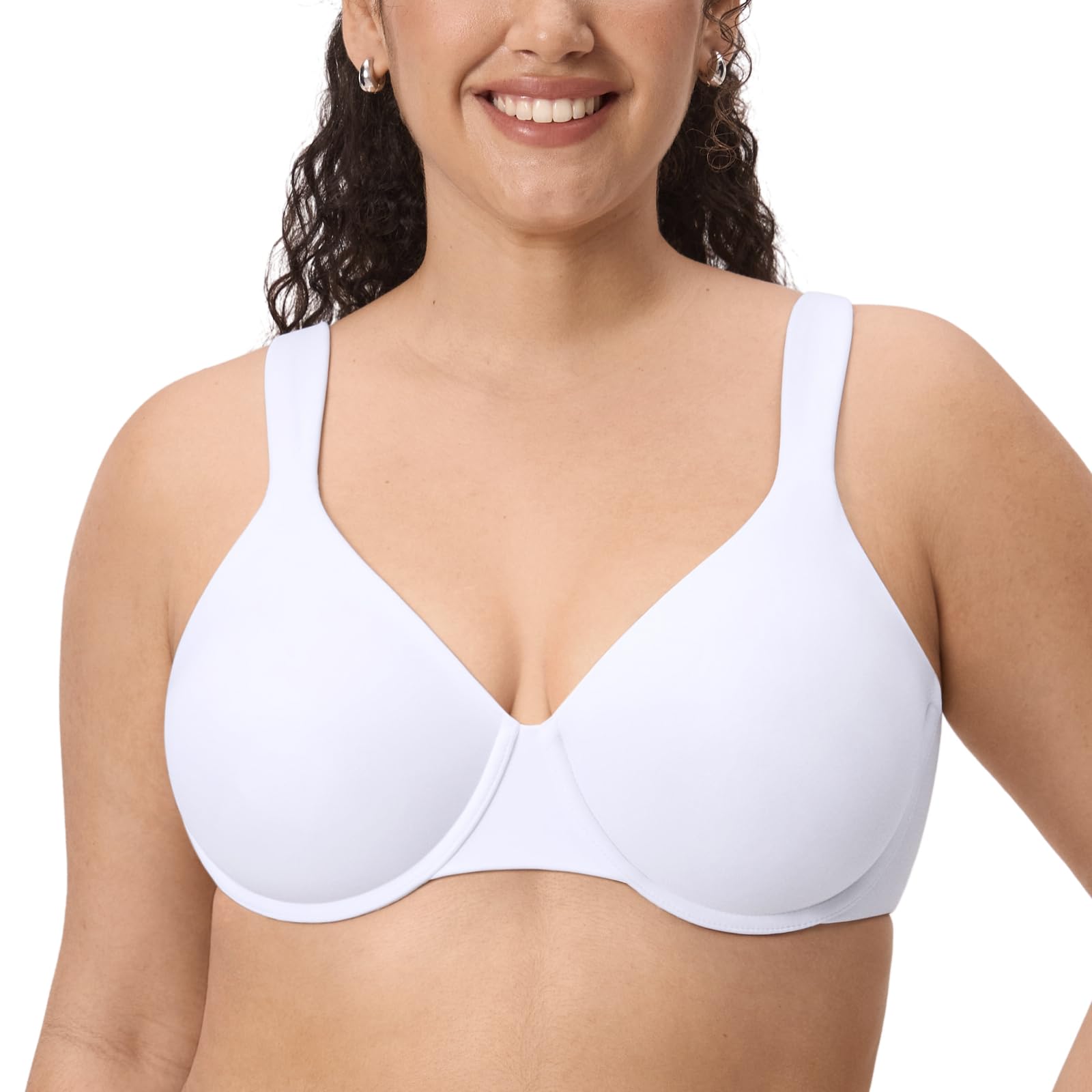DELIMIRA Women's Inbarely Lift Full Coverage Bras Plus Size Unlined Supportive T Shirt Underwire Seamless Bra