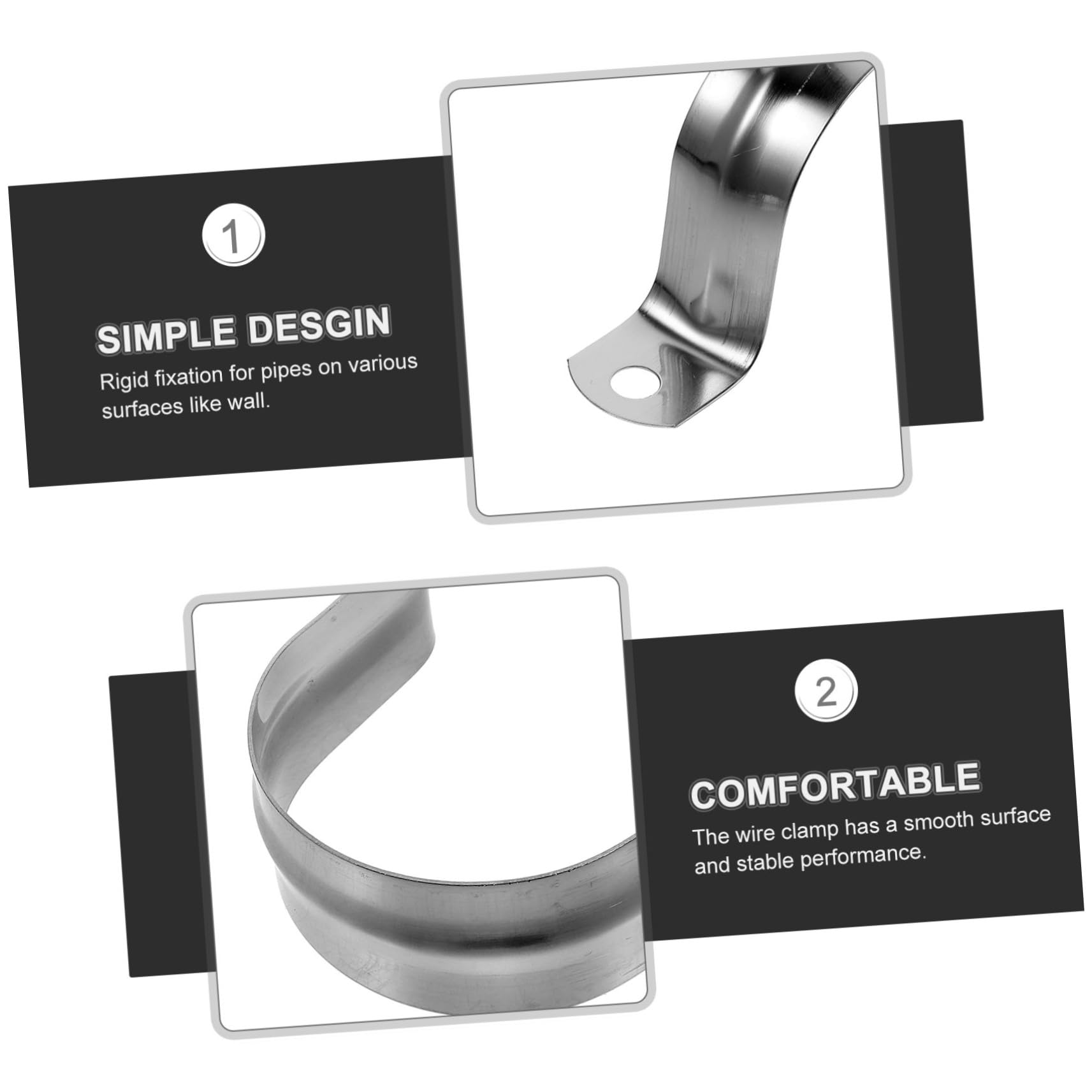 Operitacx 100pièces Collier De Serrage u Métallique Pour Tubes Colliers Robustes Pour Câbles Et Tuyaux Fixation Simple
