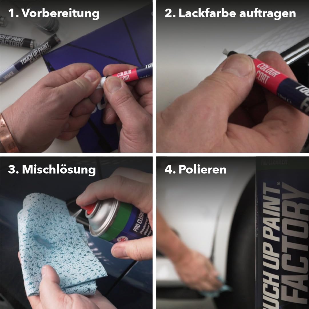 Touch Up Paint Factory – Reparaturset für Lackschäden gemischt nach Farbcode, Autolack für alle Modelle – Farbübereinstimmungsgarantie – das komplette Set