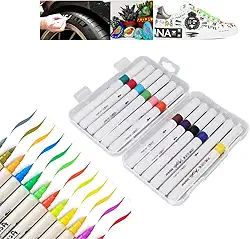 Kit 12 Canetas Acrílicas para Pintura – Marcadores Multicoloridos de Tinta Permanente para Madeira, Tela, Pedra, Vidro, Cerâmica, Tecido, Plástico e Artesanato Ideal para Desenhos Artísticos